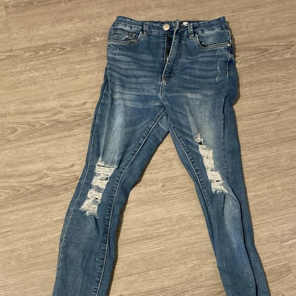 blue skinny ripped jeans - Picture 1 of 2